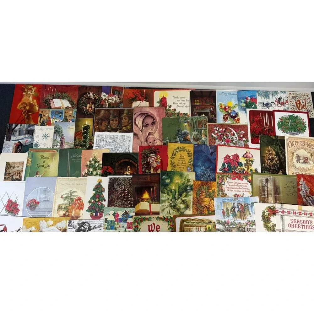 Vintage Christmas Cards Fronts ONLY Traditional Scrapbooking Decoupage Lot 50+
